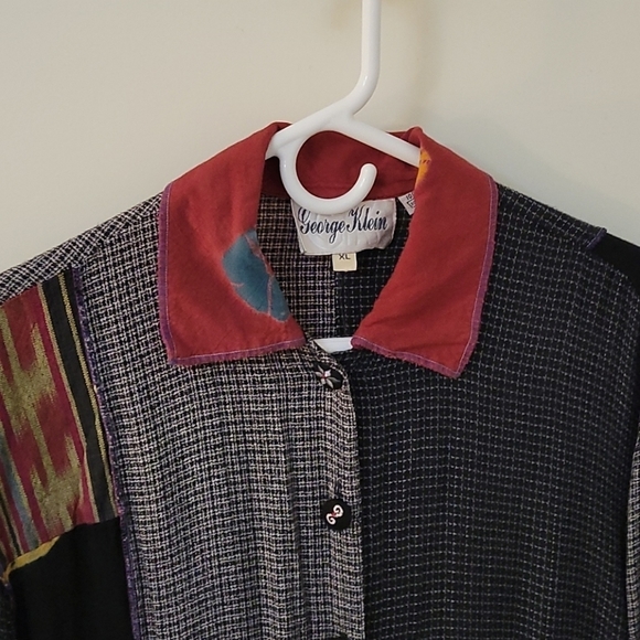 GEORGE KLEIN! 1990s Patchwork Artsy Long Sleeve - Picture 5 of 10